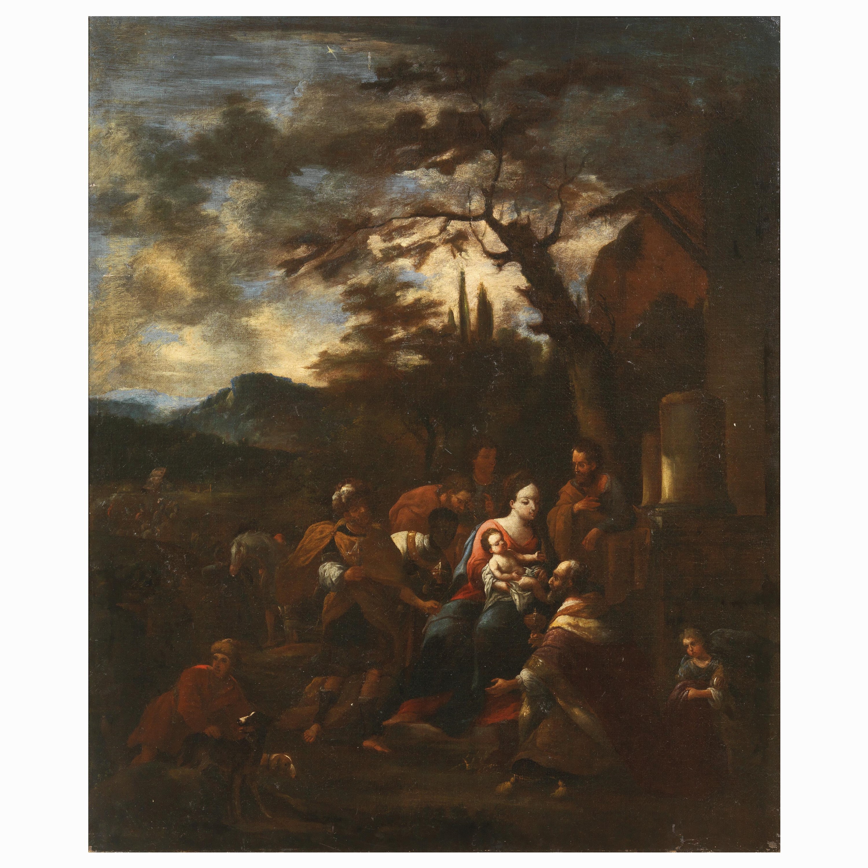 Scuola italiana (sec. XVIII), Adorazione dei Magi, olio su tela