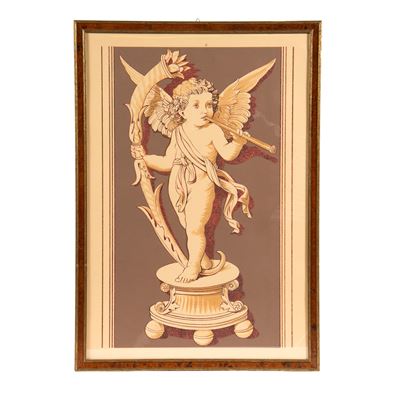 Scuola italiana del XX secolo, Putto suonatore (disegno su carta)