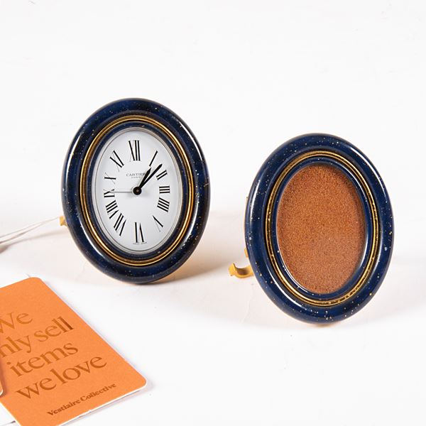 Orologio e piccola cornice da tavolo, manifattura Cartier, sec. XX