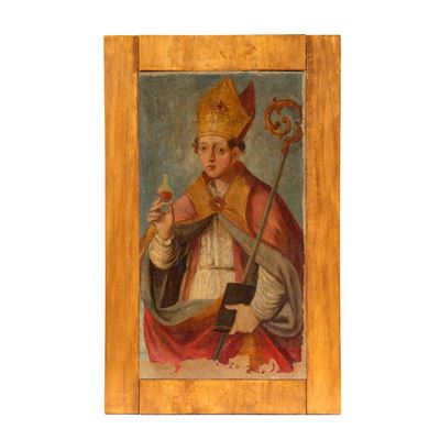 Scuola napoletana, Santo Gennaro vescovo, affresco staccato riportato su tavola