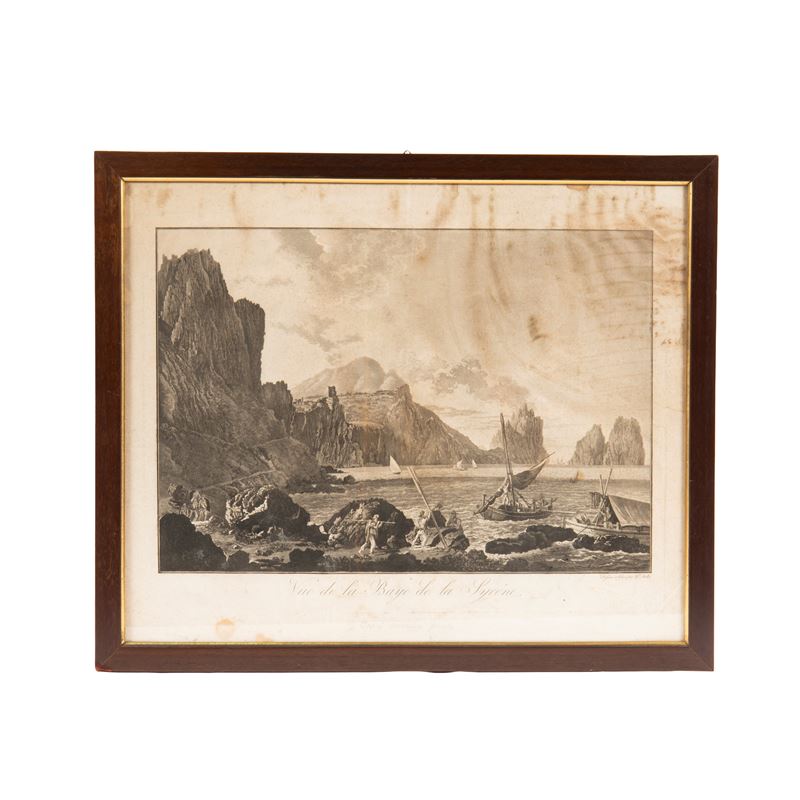 Scuola francese (XIX secolo), Marina con pescatori; Scuola inglese (XX secolo), Baia napoletana, ...