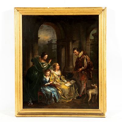 Scuola fiamminga, Concerto, olio su tavola (sec. XVII)