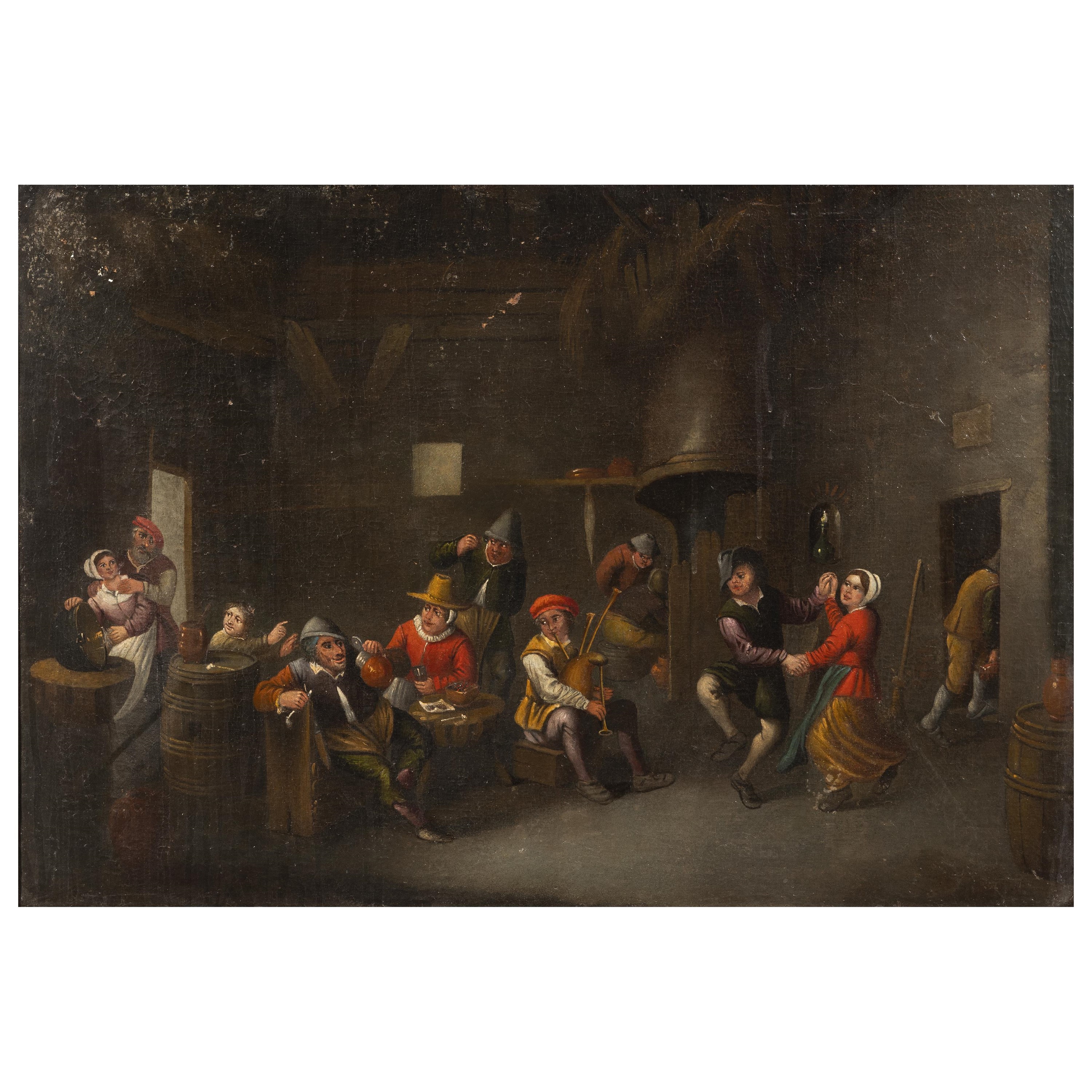 Scuola del nord Europa, Scena popolare in un interno, olio su tela (XVIII–XIX secolo)