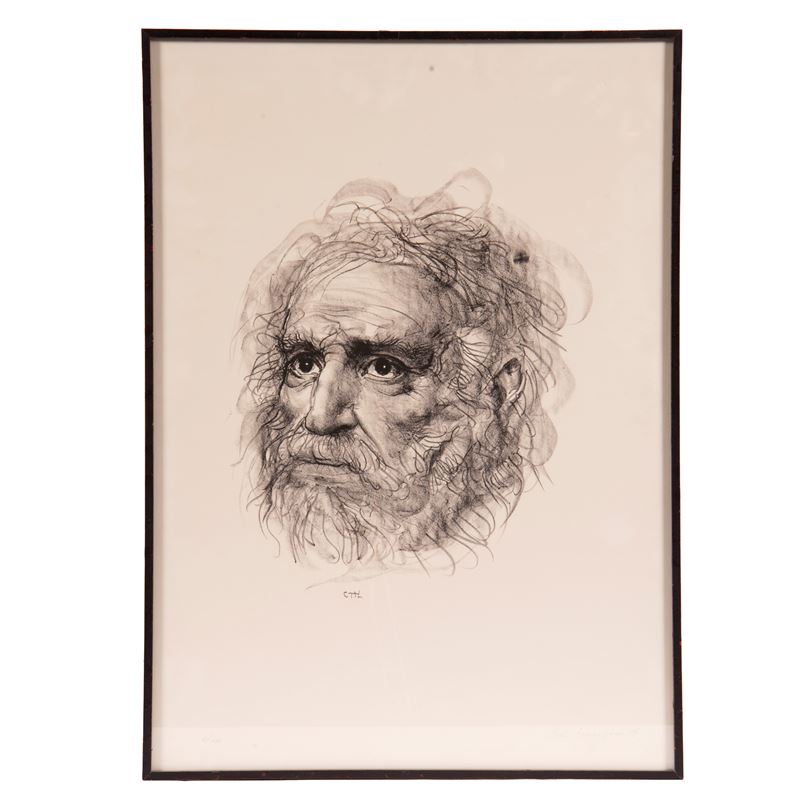 Pietro Annigoni, Volto (litografia su carta, tiratura 31/100)