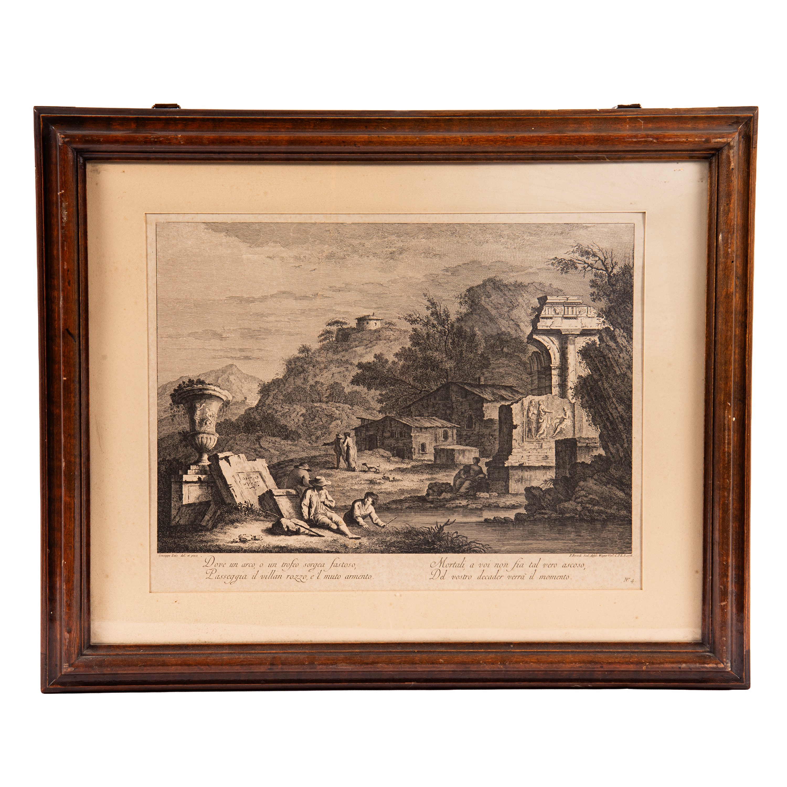 Fabio Berardi, Scene bucoliche con rovine, quattro acqueforti con cornice