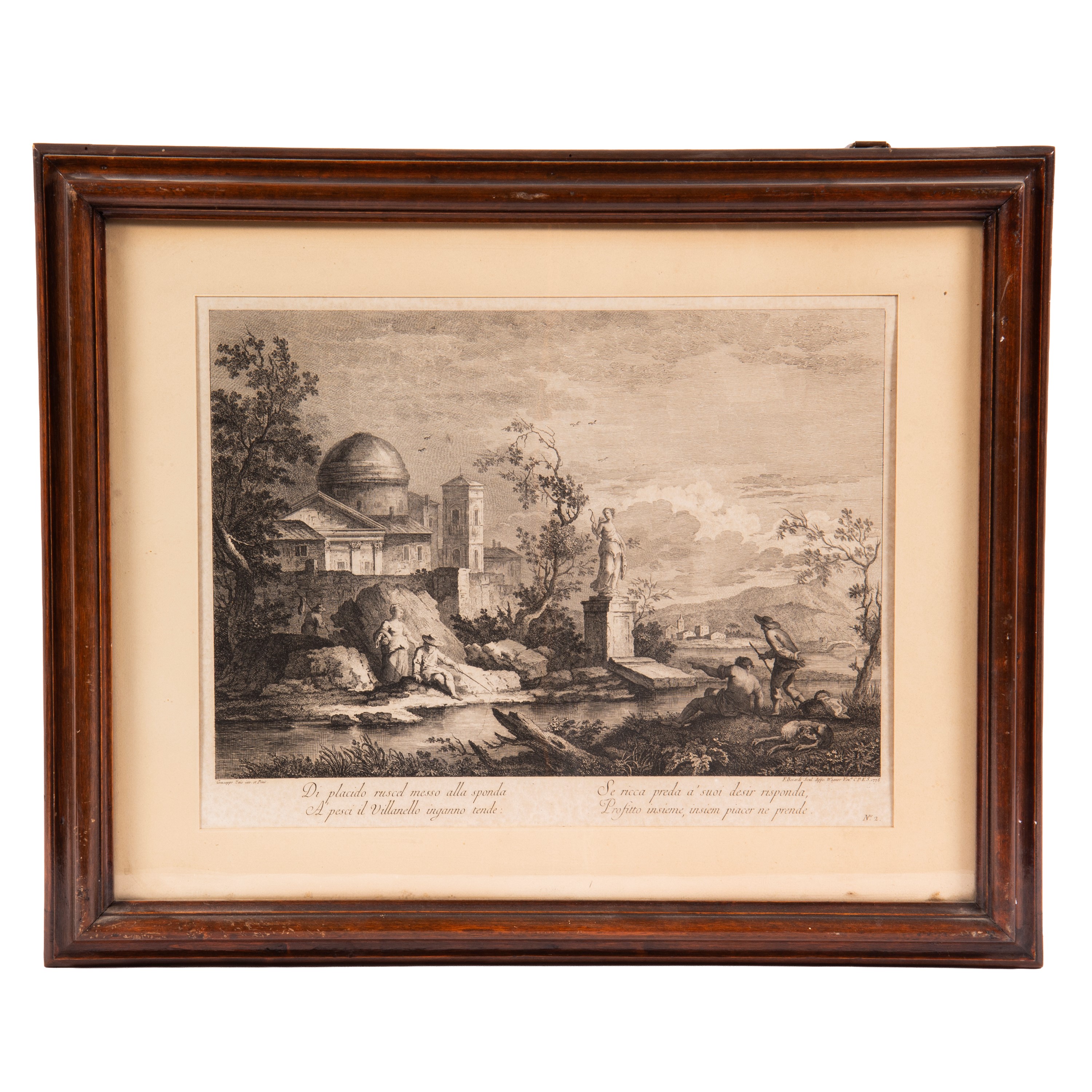 Fabio Berardi, Scene bucoliche con rovine, quattro acqueforti con cornice