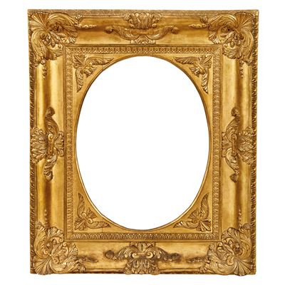 Cornice, Italia settentrionale, XIX secolo, legno dorato con decorazioni a motivi fogliacei e con...