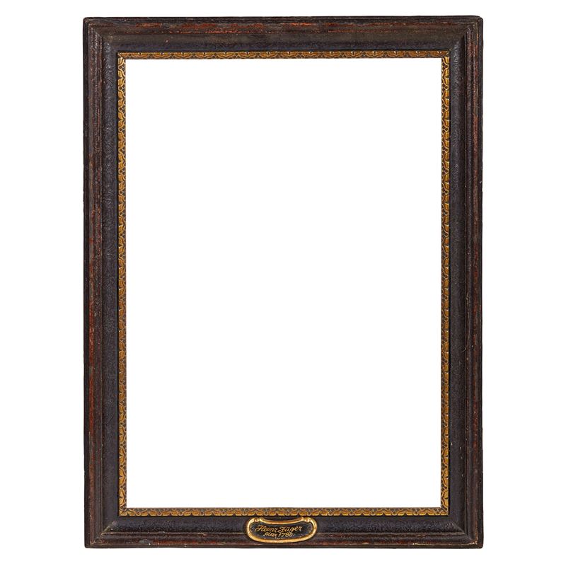 Cornice, legno ebanizzato e dorato, secolo XIX