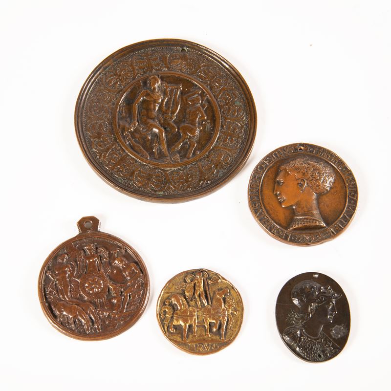 Poggiobracciolini, Assortimento di monete e medaglie rinascimentali (bronzo) — Leonello d’Este, S...