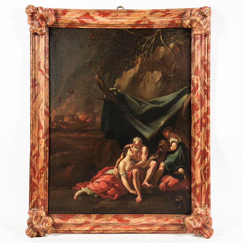 Scuola fiamminga, Loth e le figlie, olio su tela (sec. XVIII)