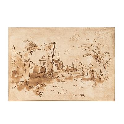 Scuola veneta del XVIII secolo, Paesaggio con architetture e rovine