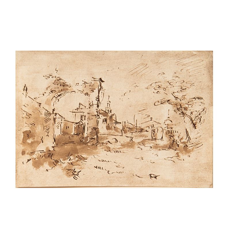 Scuola veneta del XVIII secolo, Paesaggio con architetture e rovine