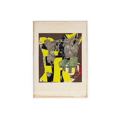 Mimmo Rotella, Astratto, prova d'artista su carta, firmato (cm 70x50)