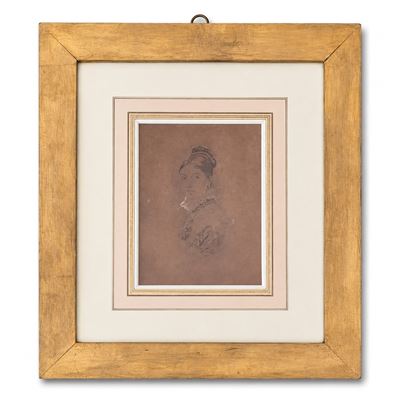 Scuola italiana, Ritratto di Caroline Deval Lawley, disegno su cartoncino (sec. XIX)