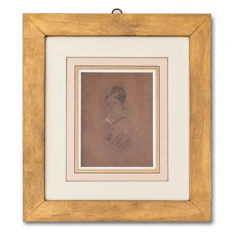 Scuola italiana, Ritratto di Caroline Deval Lawley, disegno su cartoncino (sec. XIX)