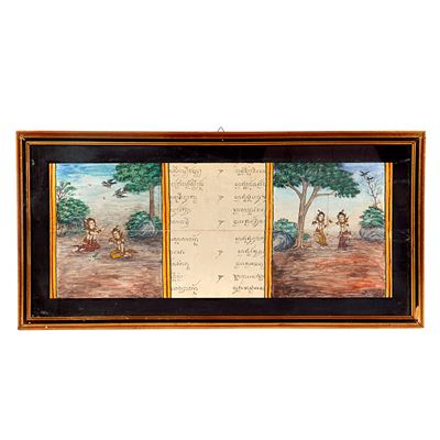 Scuola orientale, Scene di vita, due pannelli pitturati su carta, sec. XX