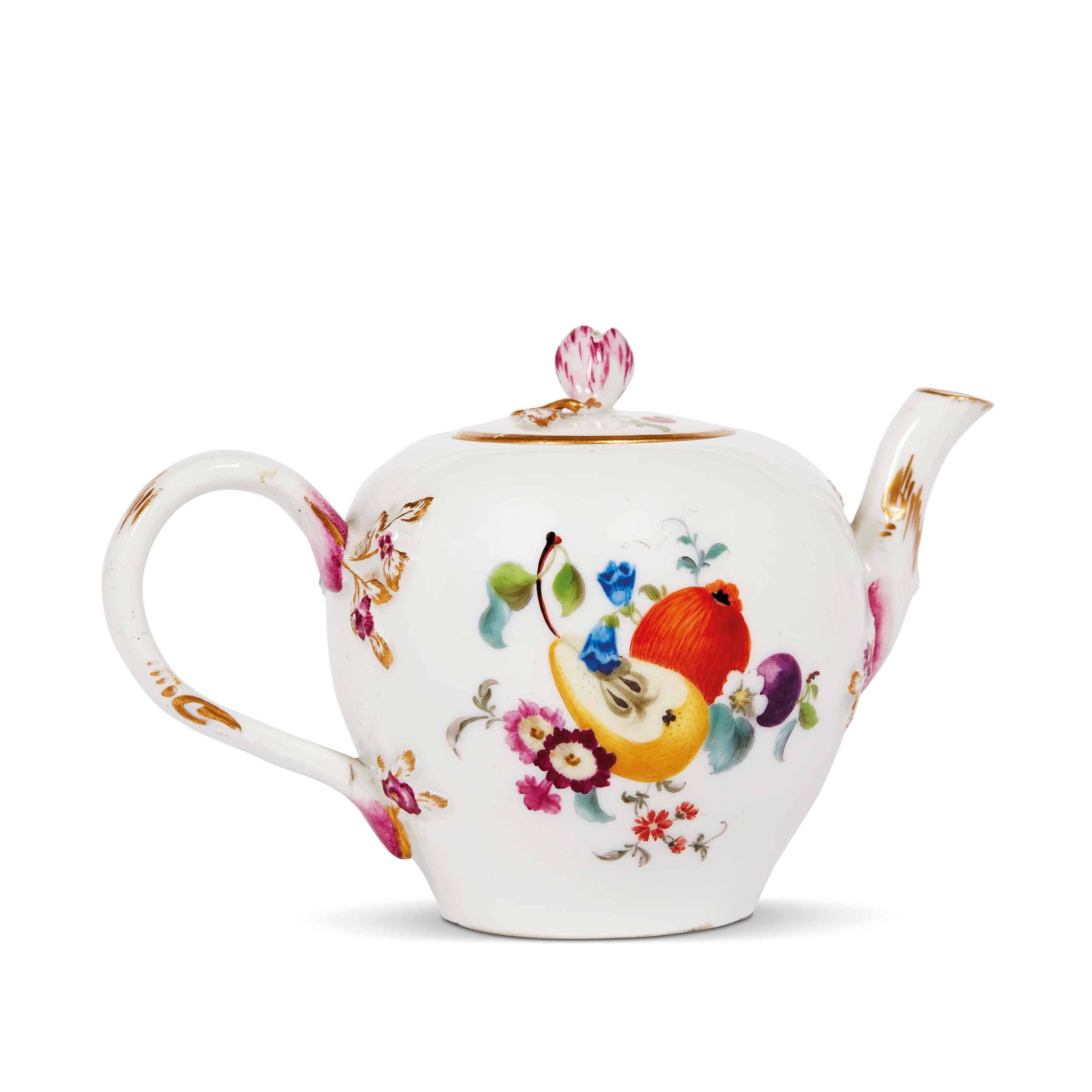 Meissen, Teiera in porcellana dipinta in policromia e oro (c. 1763-1774)