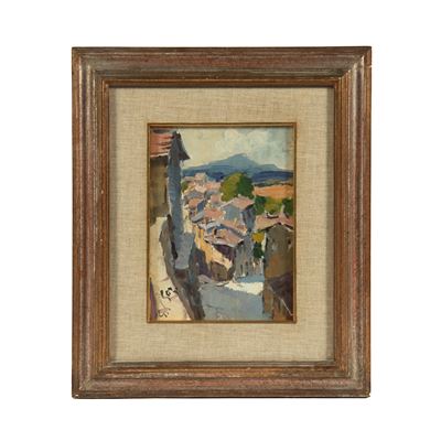 Gino Paolo Gori, Pienza; Gianfranco Frezzolini, Strada di campagna (lotto di due dipinti)