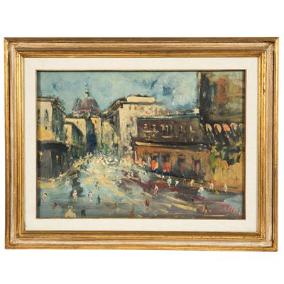 Emanuele Cappello, Scorcio di Firenze; Emanuele Cappello, Natura morta, oli su tela
