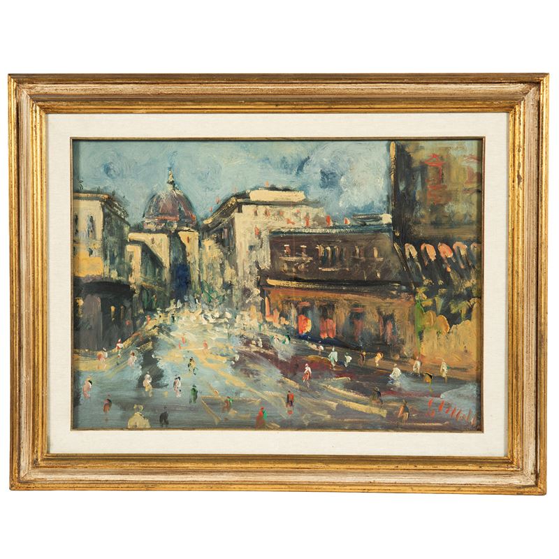 Emanuele Cappello, Scorcio di Firenze; Emanuele Cappello, Natura morta, oli su tela