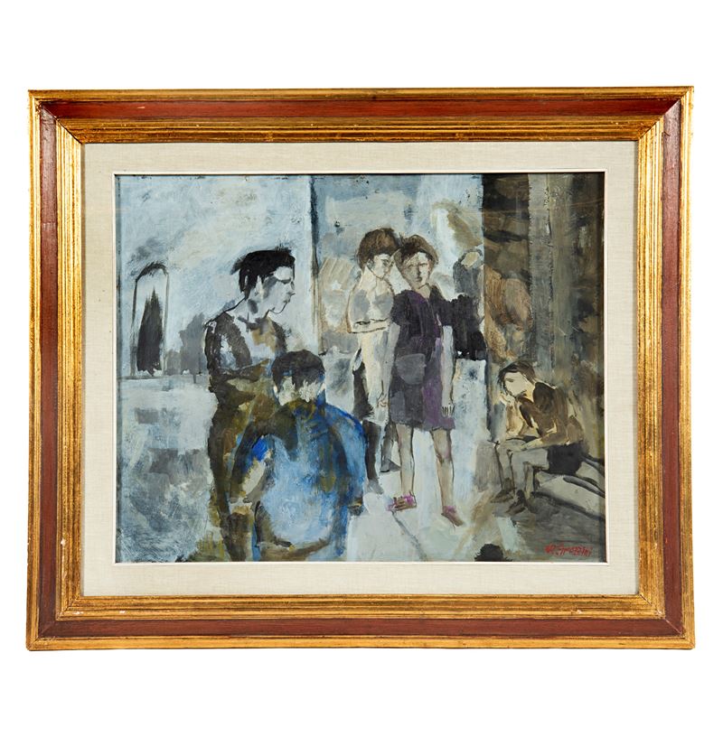 Renzo Grazzini, Figure, olio su cartone