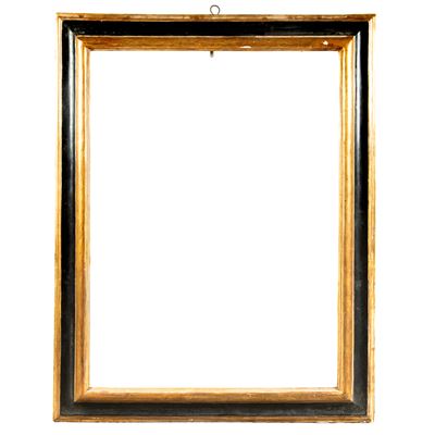Cornice, sec. XVIII, legno laccato nero e oro