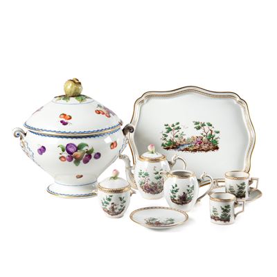 Manifattura Ginori, Zuppiera, ceramica decorata a frutta e fiori (sec. XIX)