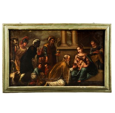 Scuola veneta, Adorazione dei Magi, olio su tela (sec. XVII)