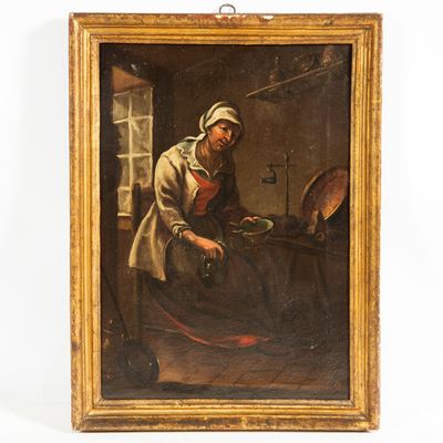 Seguace di Giacomo Francesco Cipper detto il Todeschini detto Cipper, Interno di cucina, olio su ...