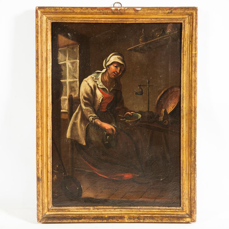 Seguace di Giacomo Francesco Cipper detto il Todeschini detto Cipper, Interno di cucina, olio su ...