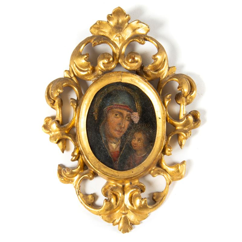 Scuola dell’Italia meridionale, Madonna con Bambino, olio su rame (sec. XVIII)