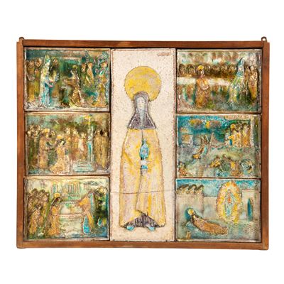 Ugo Lucerni, Episodi della vita di Santa Chiara, formelle in ceramica