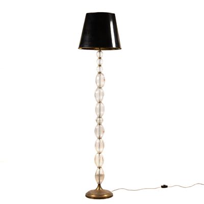 Barovier & Toso, Lampada da terra in vetro e ottone (produzione Italia, circa 1950)